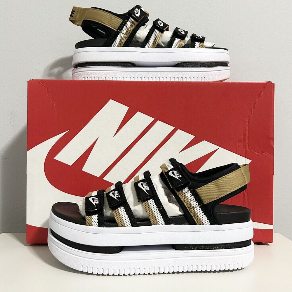 Nike Wmns Icon Classic “Black Metallic Gold” Women’s Size 6-9 White Sandals